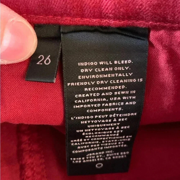 J Brand Ruby High Rise Crop Cigarette Pants Phenomena Sz 26 Red Coated jeans NWT - Picture 10 of 11